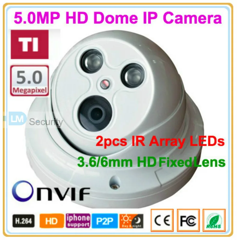 Lihmsek 5 0 мегапиксельная TI IP Сетевая камера купольного типа с 2pcs IR Array LEDs HD Поддержка