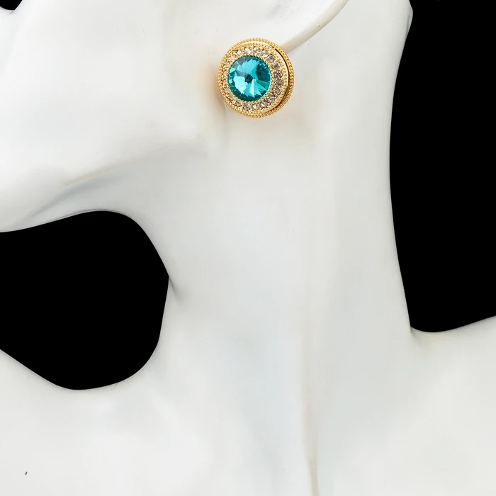 TOUCHEART Fashion Handmade Jewelry Round Blue Crystal Earrings With Stones For Women Gold Cubic Zirconia Stud Earings SER150078 | Украшения