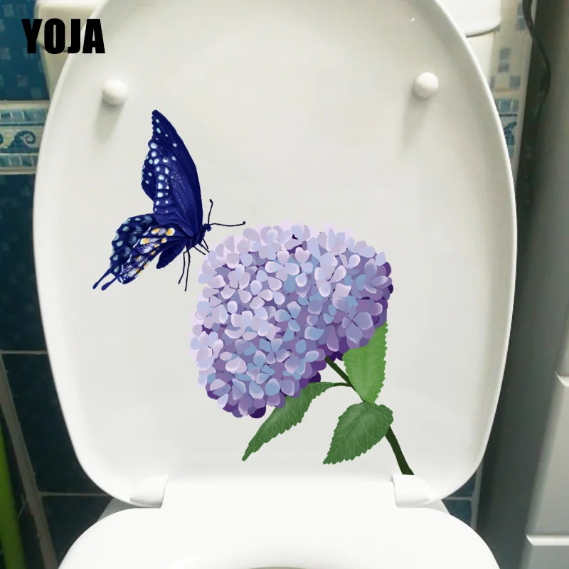 YOJA 20.2X21.3CM бабочка Гортензия Мода Туалет сиденье для унитаза наклейки украшения
