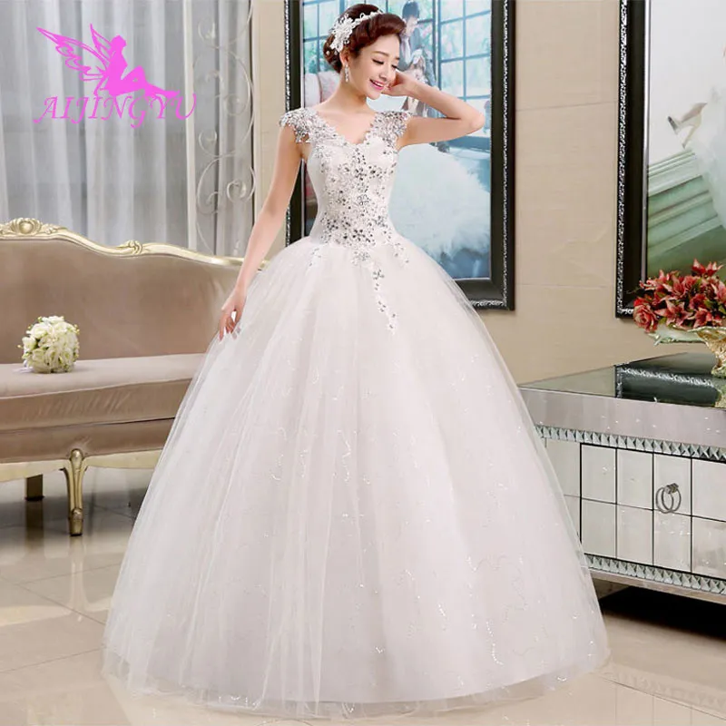 AIJINGYU 2021 V-neck Customized new hot selling cheap ball gown lace up back formal bride dresses wedding dress WU239 | Свадьбы и