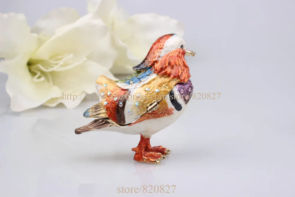 Набор из 2 коробок для безделушек на петлях с птицами винтажная коробка кольцо