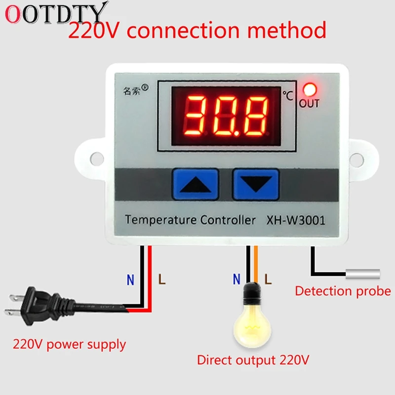 Digital LED Thermometer Temperature Controller AC220V 10A Thermostat Incubator Control Microcomputer Probe Weather Station | Инструменты