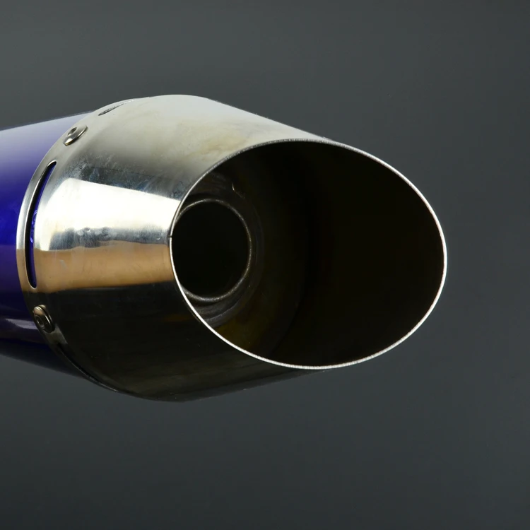 Мотоциклетная синяя выхлопная труба из нержавеющей стали и глушитель полная