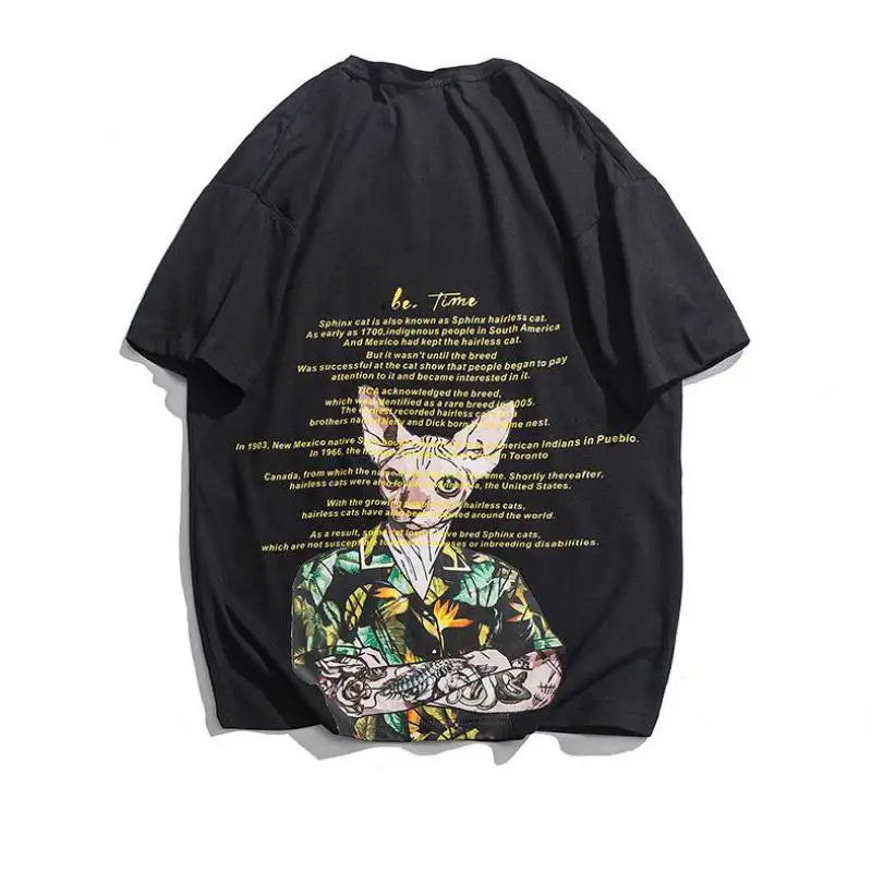 Футболка с коротким рукавом в стиле Харадзюку модный топ хип-хоп большого