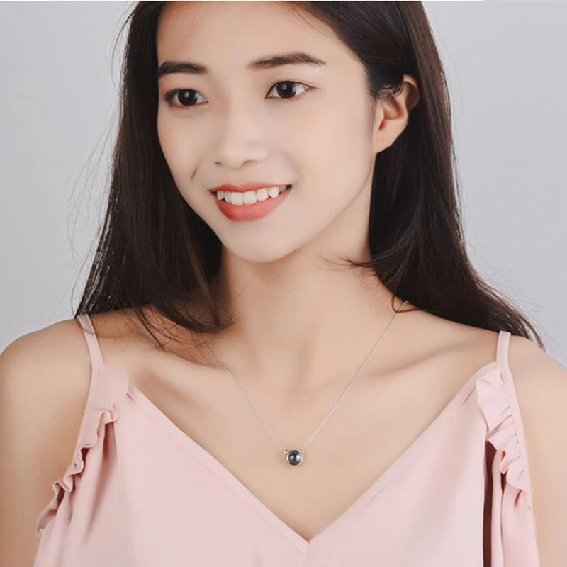 

Crystal Zircon Necklace Jewelry Cabochon Round Blue Moon and Glass Necklaces Round Crystal Pendant Necklace