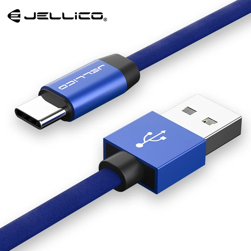 Jellico USB C кабель type C кабель для samsung Galaxy S9 S8 Note 8 usb type-C зарядный кабель для Xiaomi Mi5 Mi6 мобильный телефон USB-C - Цвет: Blue