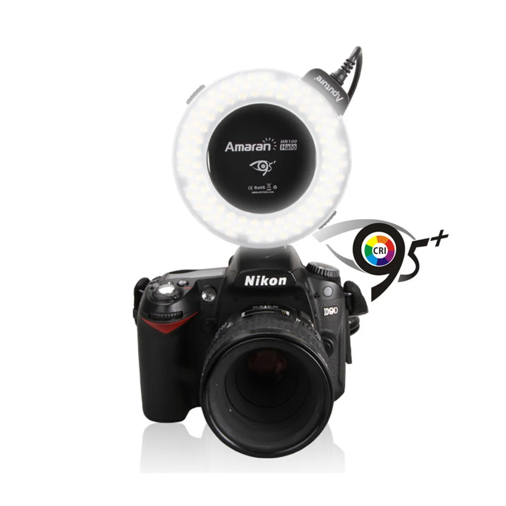 Aputure CRI 95 + Amaran Halo светодиодный кольцо вспышка HN100 для всех Nikon Камера с 8 кольца