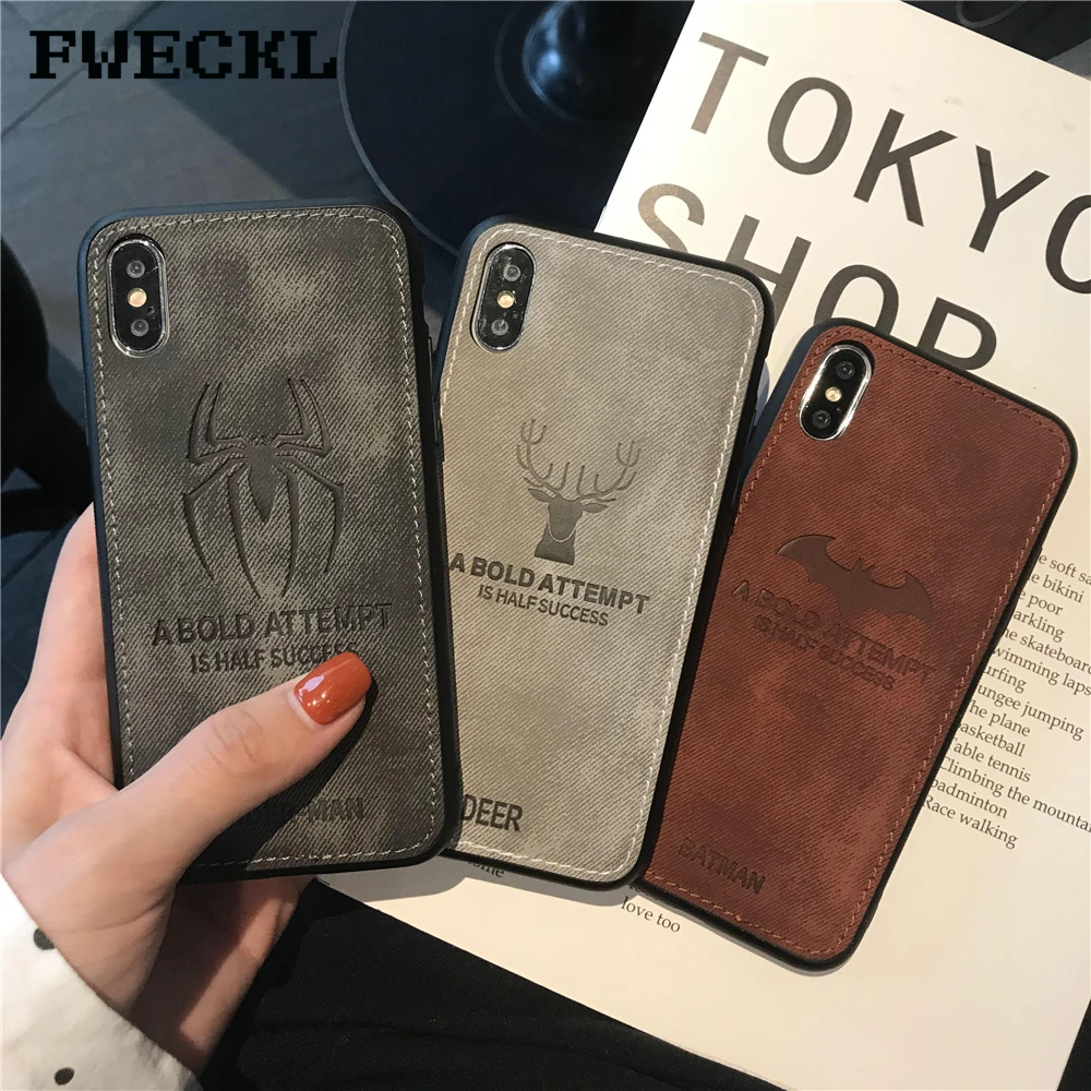 Роскошные Marvel Super Hero Человек-паук Бэтмен олень узор чехол для телефона iPhone 7 8 плюс