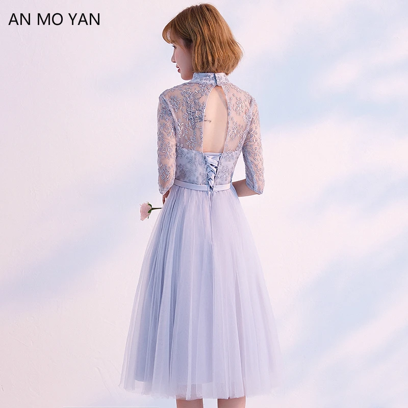 Spring Sexy Slash Neck Women's Dress AN MO YAN High Quality Waist Slim Lace Openwork Harajuku Temperament Party Clothing | Женская
