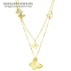 Neoglory, светильник, желтое золото, многослойная Макси-цепочка, ожерелье, Бабочка, подвеска, модное ювелирное изделие, подарок девушке 2020 JS6 But-g
