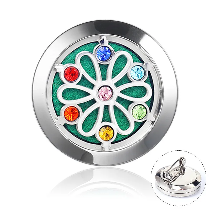 brooch 8 Круглый из нержавеющей стали Духи Диффузор брошь чакра эфирное масло диффузор Кристалл Магнитный медальон ароматерапия броши - Окраска металла: brooch 8
