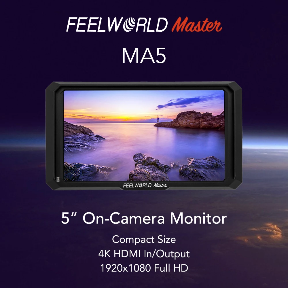 Feelworld Master MA5 2018 Новый полевой монитор на камере 5 дюймов Full HD 4K HDMI In/Output DC 8 4 V
