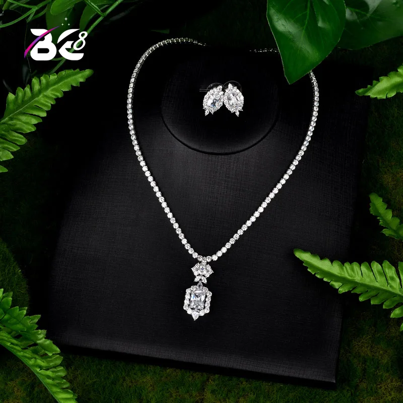 

Be 8 Newly Jewelry Sets Luxury Sparkling Cubic Zircon Wedding Earrings Necklace Jewelry Sets Bijoux Femme Ensemble S089