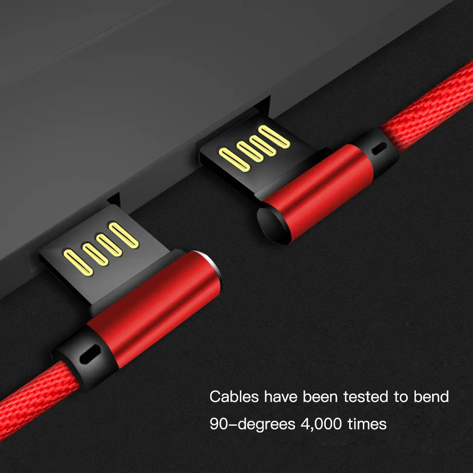 CaseMe кабель Micro USB Высокоскоростной двухсторонний Кабель 90 градусов быстрая