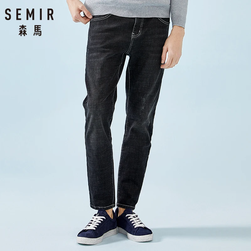 Узкие джинсы SEMIR из мягкого хлопка для мужчин зауженные с разрушенными деталями