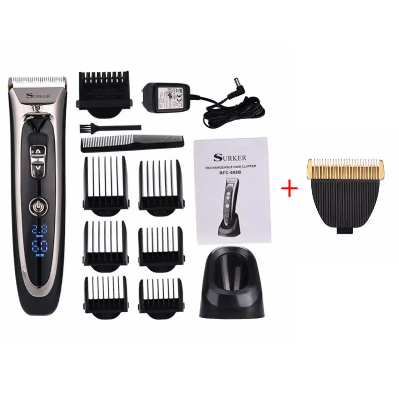 Trimmer and 1 Blade Мощная профессиональная машинка для стрижки волос для мужчин, триммер для волос, триммер для бороды, электрический резак, машинка для стрижки волос, стрижка, парикмахерский инструмент, P37 - Цвет: Trimmer and 1 Blade
