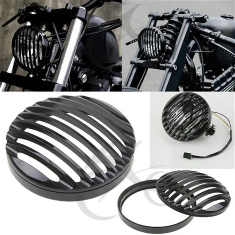5 3/4 &quot7&quot CNC фара Гриль Крышка для Harley Sportster XL 883 1200 Softail Electra Road Glide Dyna|Накладки и