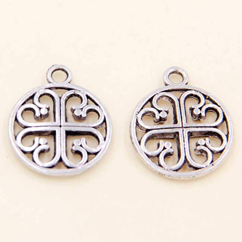 

Оптовая продажа 45 шт тибетский, серебристый, Круглый Подвески 15x17.5mm