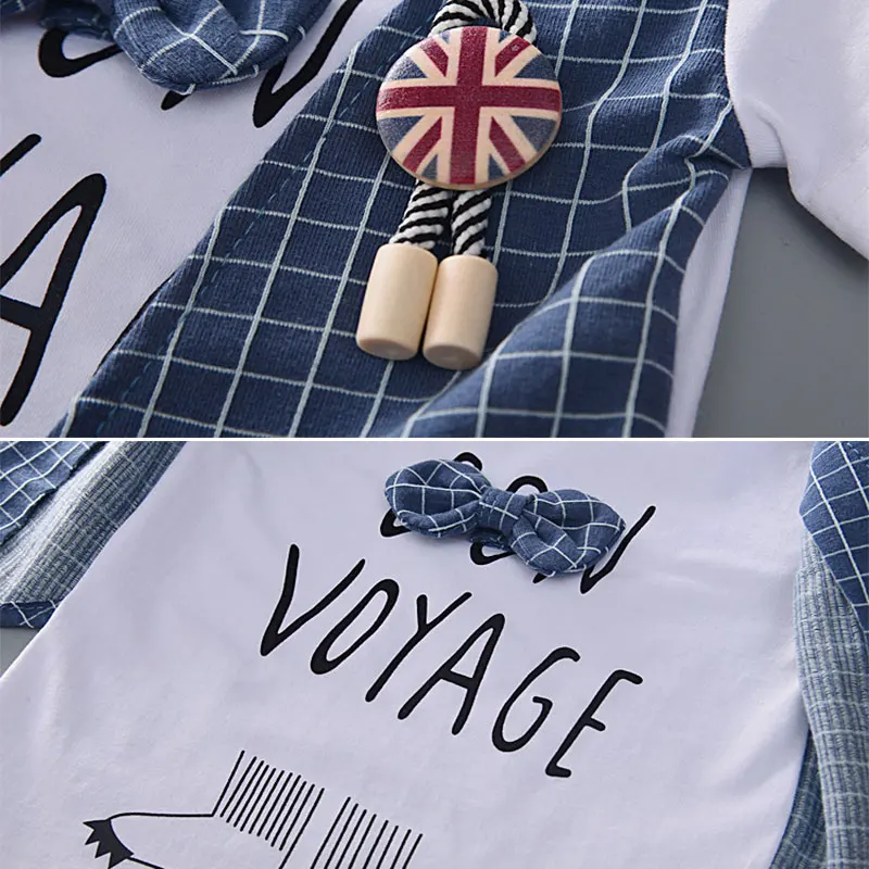 Summer Baby Boys Clothing Sets Cartoon lattice Tie T-shirt + Shorts 2 pieces set Boy Clothes |