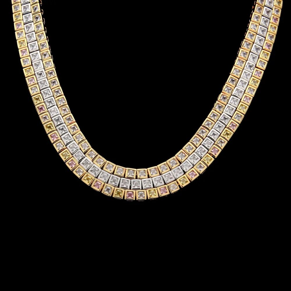 Украшения Uwin Bling сверкающие Квадратные Цветные CZ теннисные цепи ожерелья для