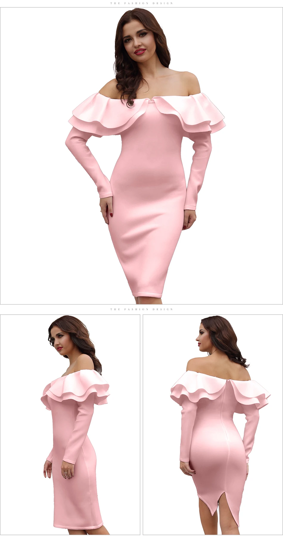 Adyce новые зимние элегантные Для женщин Bodycon знаменитости вечерние платье светло-голубого цвета с длинным рукавом с кружевным гофрированным воротником Клубное платье Vestido