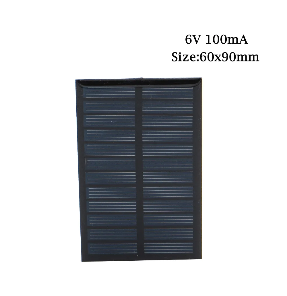 DC Панели солнечные солнечных батарей 6V 100mA 167mA 183mA 333mA 500mA 583mA 750mA элемент для солнечной батареи для мобильного телефона портативное зарядное устройство