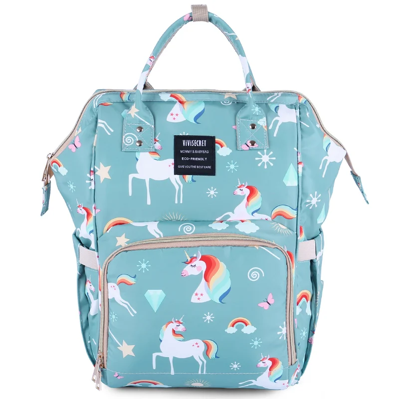 Blue Unicorn Size L Сумка для мамы, для ухода за ребенком, мультяшный узор, сумка для беременных, сумка для тележки, большой объем, рюкзак для путешествий, сумка для подгузников для мамы, сумка для коляски - Цвет: Blue Unicorn Size L