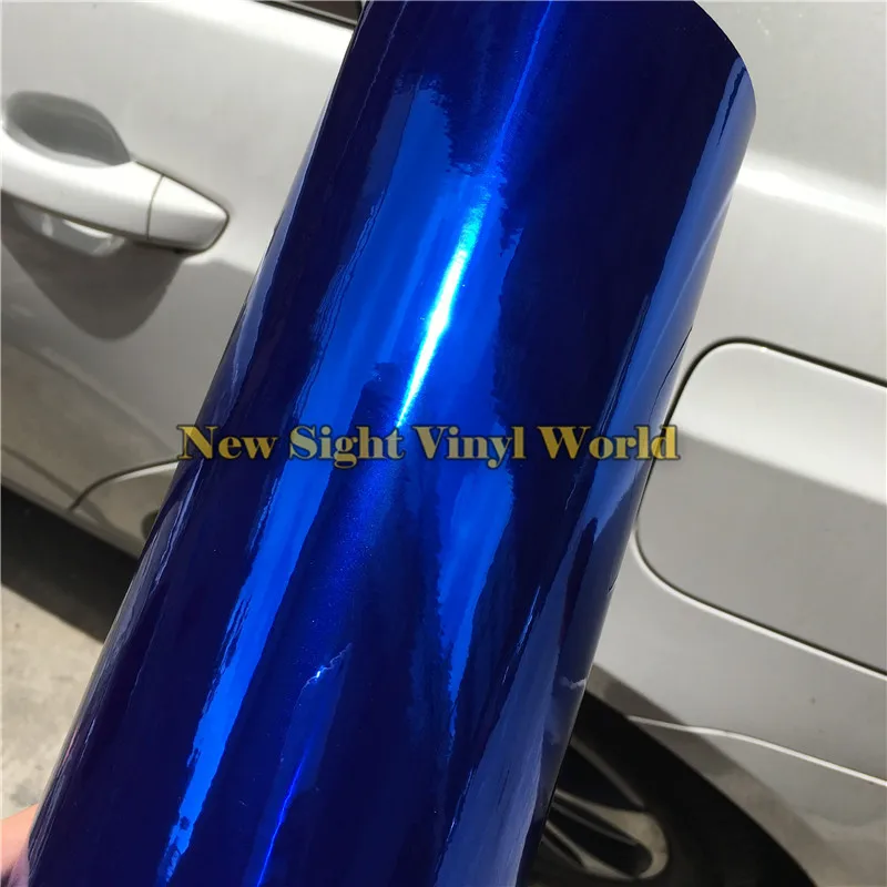 Высококачественная Гибкая темно синяя хромированная Автомобильная виниловая