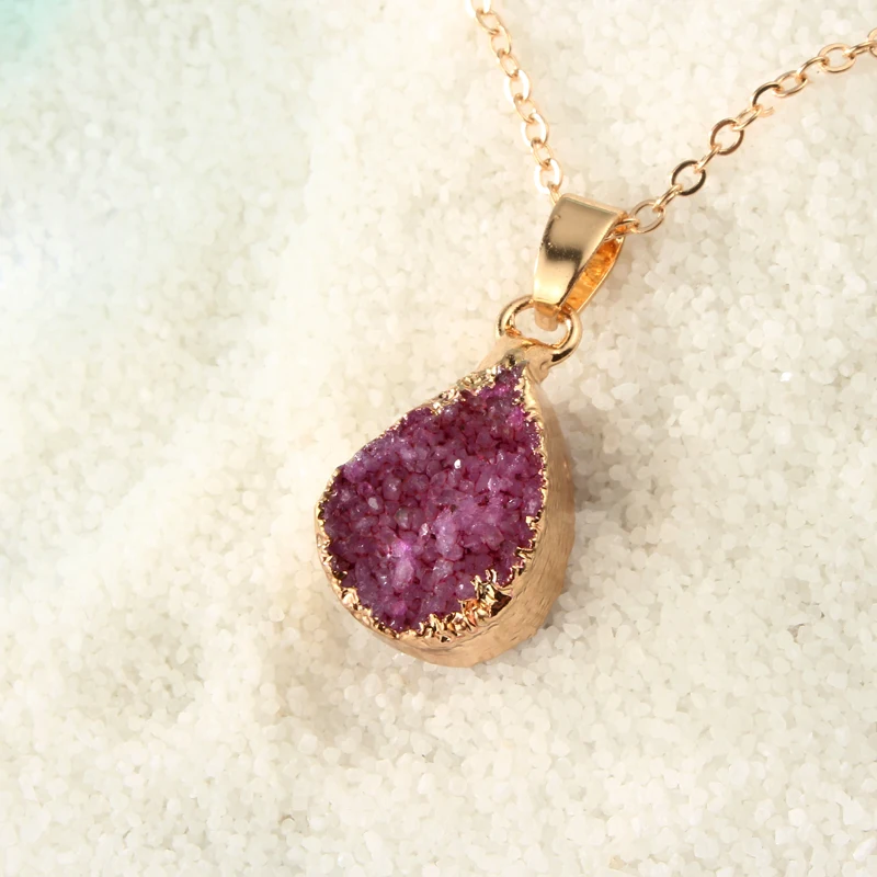Dayoff Boho Druzy натуральный камень неправильный золотой цвет сырой Подвеска для