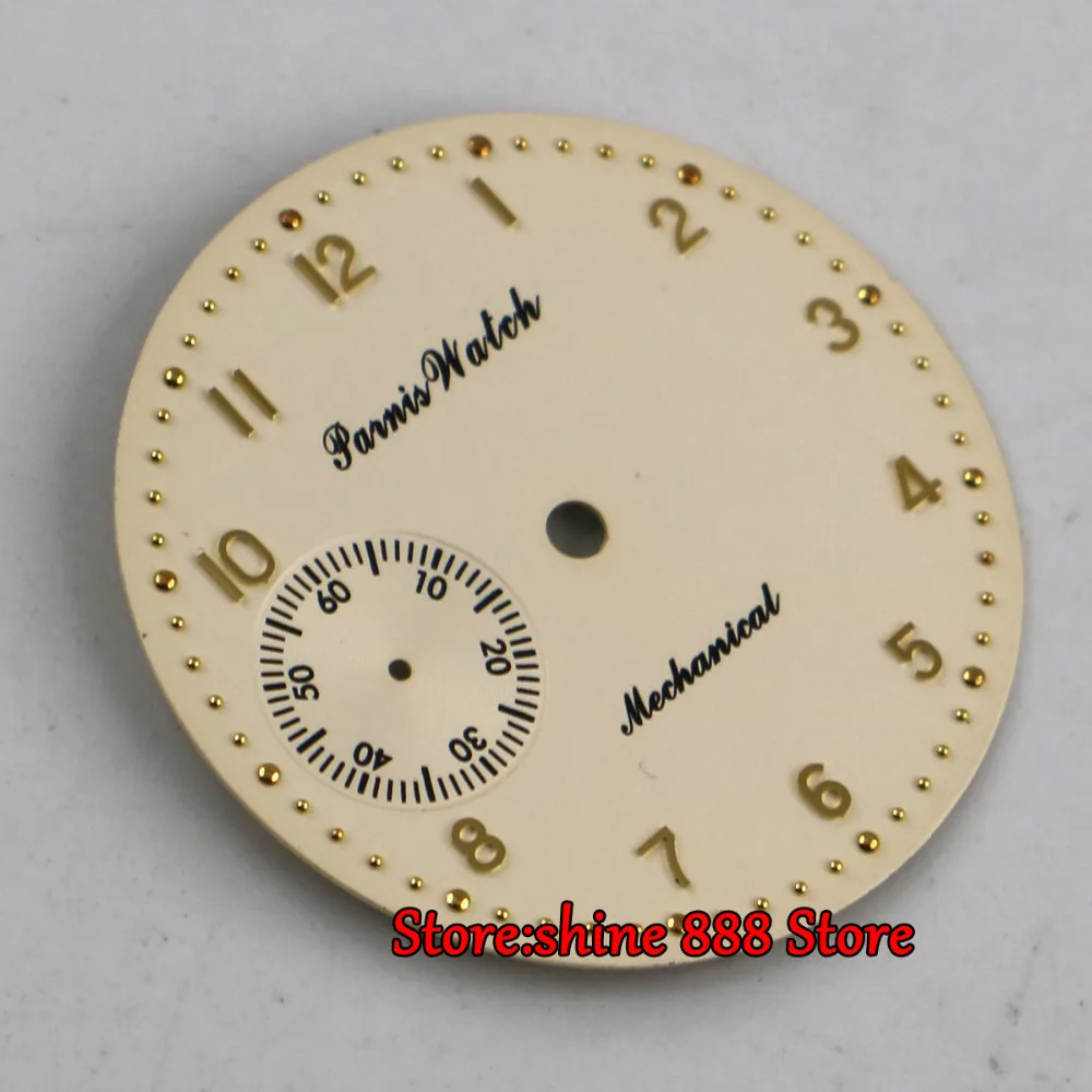 

38.9mm cream-colored dial fit 6497 movement Watch Case Luminous marks