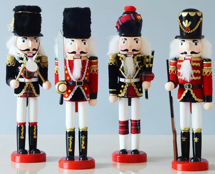 

4PC SET New style nutcracker solid wood packaging cloth creative household unique crafts display special wholesale statues Home