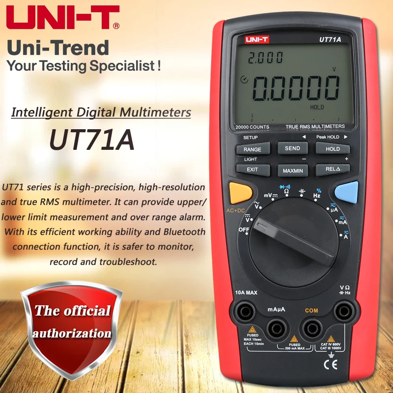 

UNI-T UT71A Smart Digital Multimeter True RMS Multimeter USB/Bluetooth Data Transmission Dual Backlight 19999 Display
