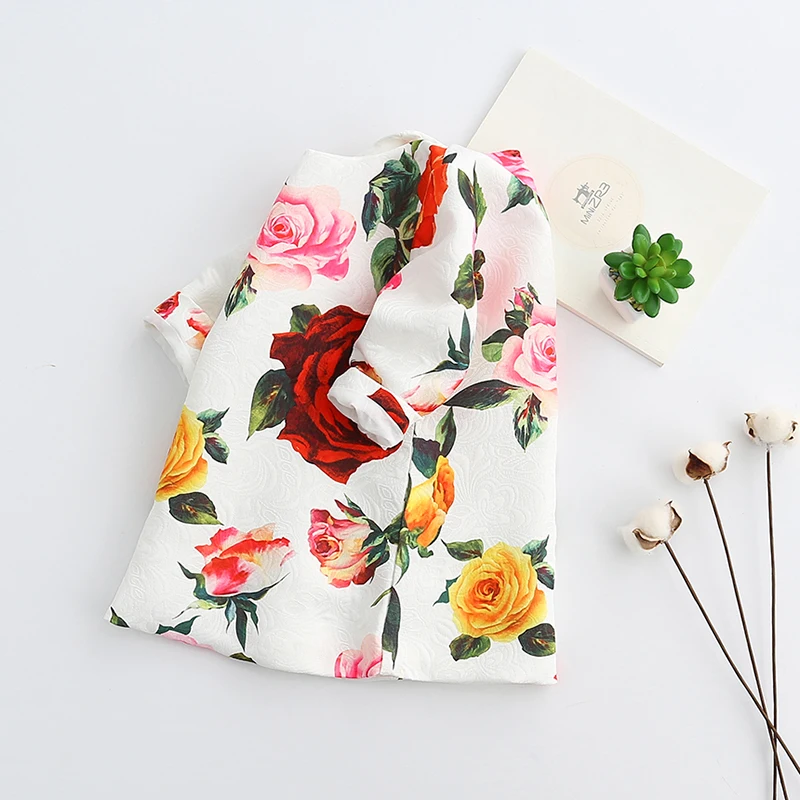 Spring Girls Dress Children Clothing Casual Style Clothes Flower Printing Round Neck Kids Vestido Infantil | Детская одежда и
