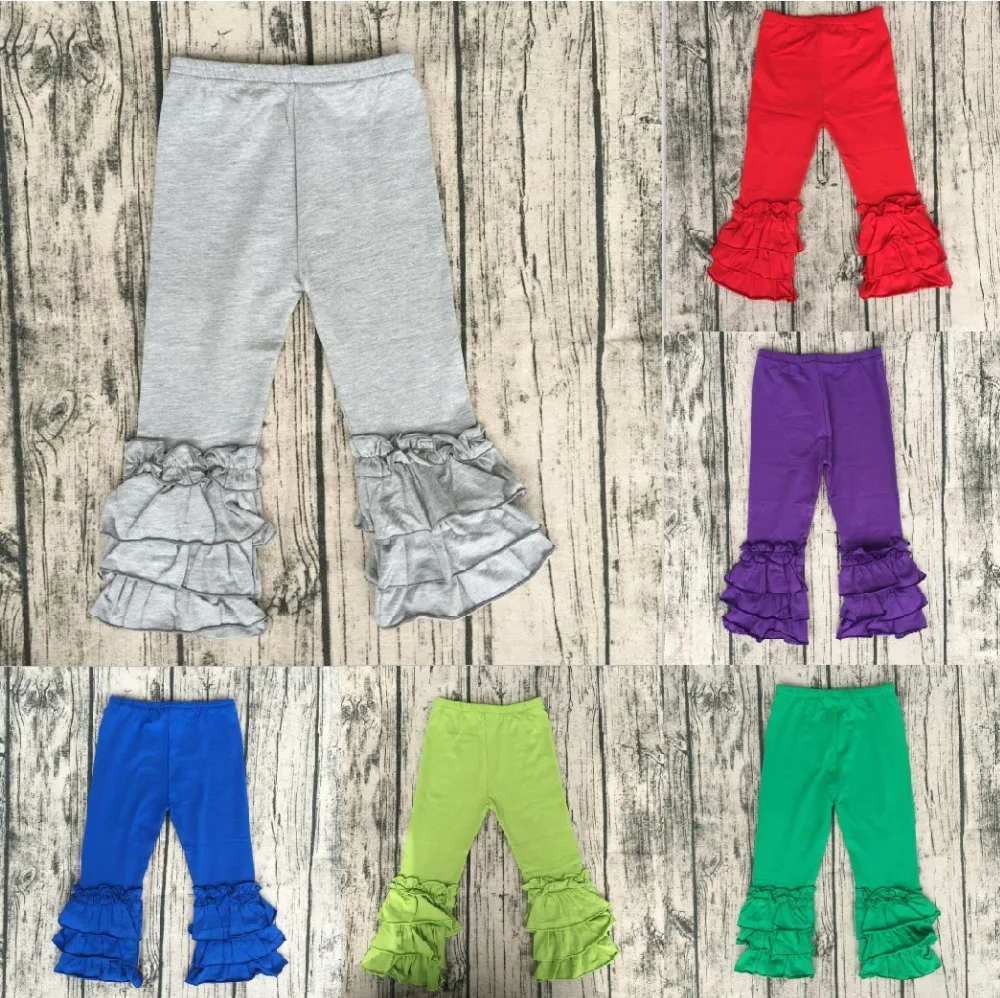 

multi-color choice cheap china wholesale clothing baby triple ruffle pants kids girl icing pants