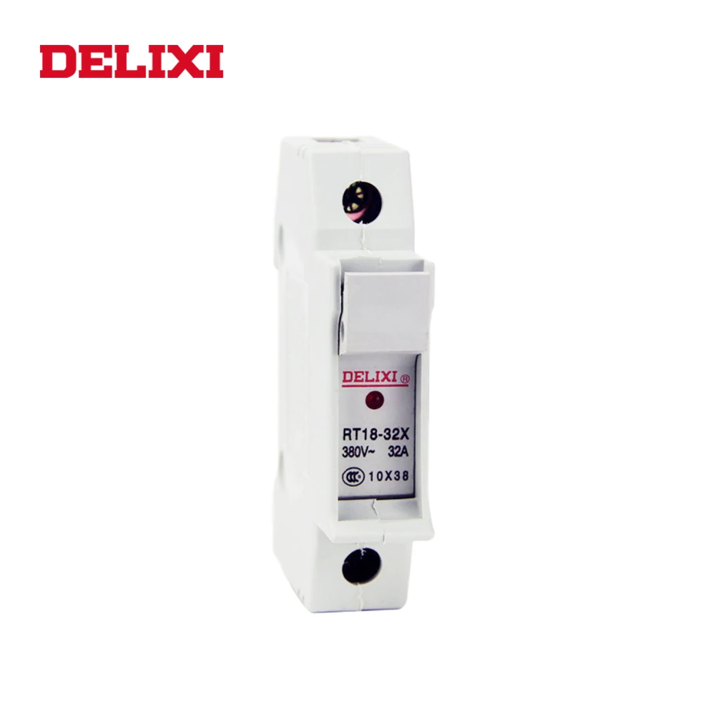 DELIXI RT18-32X AC 380V 1P 2P 3P 32A 380V DIN рейка цилиндр Предохранитель база подходит для 10x38 мм предохранитель с индикатором светильник