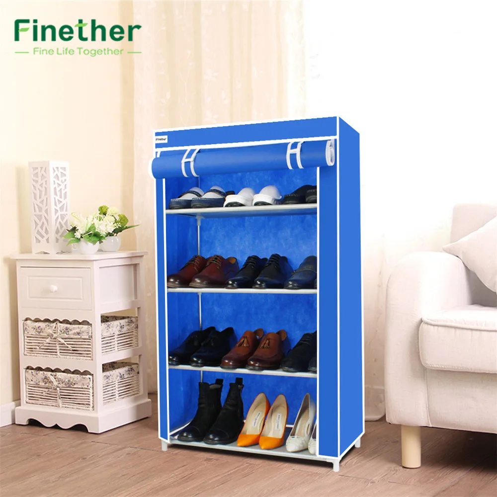 Finether 5 ярусов Нетканая ткань для хранения обуви переносная стойка Органайзер