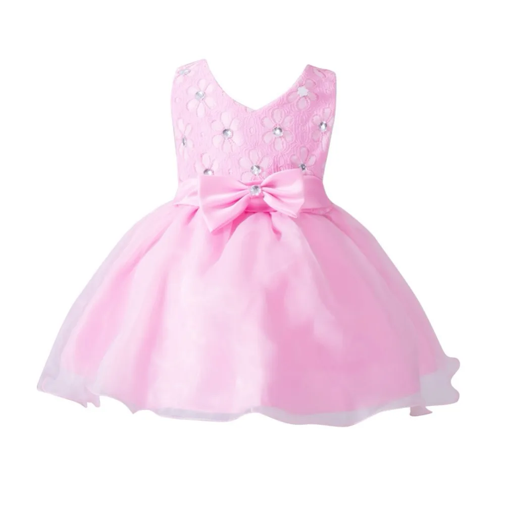 

Summer Spring Toddler Infant Baby Girl Bow Evening Princess Birthday Party Short Mesh Kids Baby Clothing New