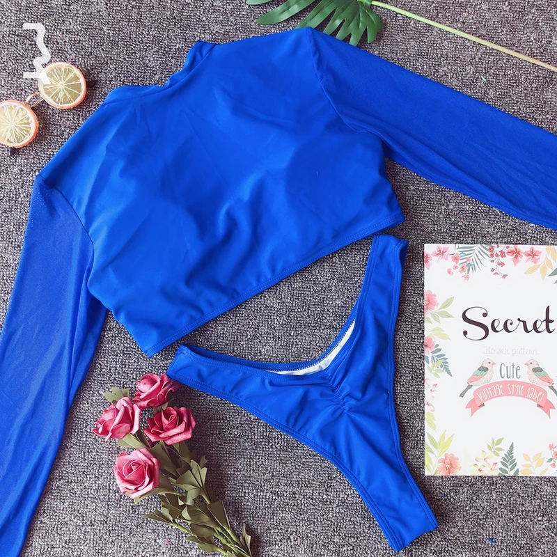 High quality long sleeve mesh Beach Bikini Woman Two Pieces Swimsuit |