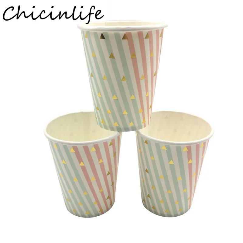 10Pcs Chicinlife 10 шт. одноразовая посуда полосатые бумажные чашки в горошек на день рождения, Беби Шауэр детский сувенир для взрослых, товары для свадебной вечеринки - Цвет: 10Pcs