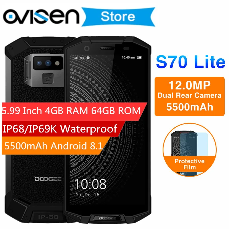 DOOGEE S70 Lite 5 99 дюйма FHD + IP68 Водонепроницаемые смартфоны Helio P23 Восьмиядерный Android 8 1 4