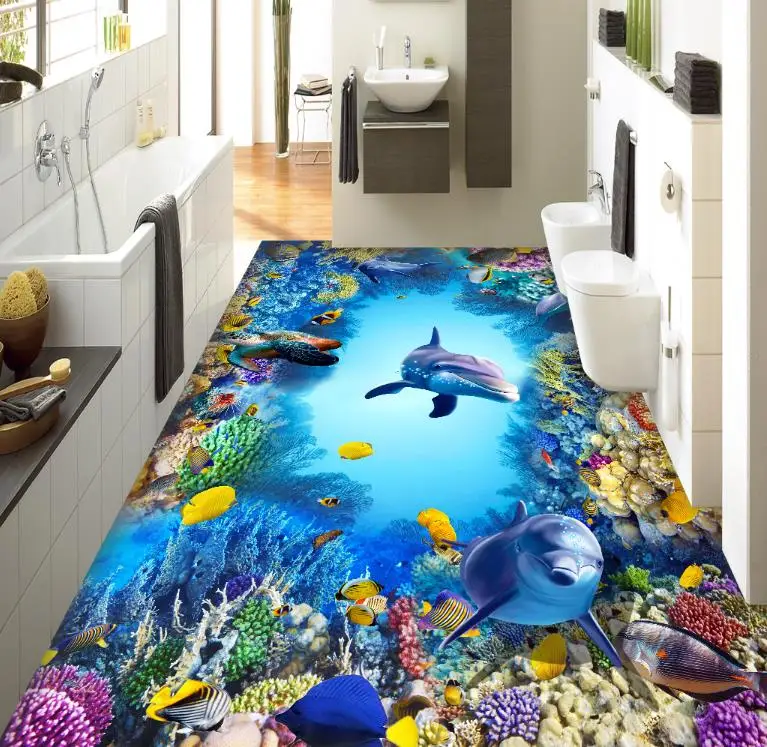 3d flooring wallpaper ocean self adhesive Underwater World wallpapers bathroom Living room bedroom floor | Обустройство дома