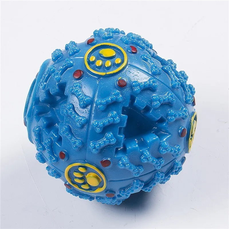 Синий Игрушки для собак IQ Treat Ball дозатор для собак для чистки зубов жевательные нетоксичные прочные резиновые игральные жевательные игрушки-шарики - Цвет: Синий