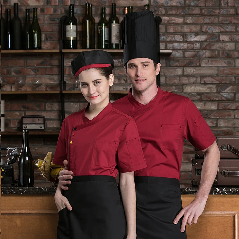 Полосатая Модная Куртка поварская с короткими рукавами форма офицантки профессиональная одежда летняя кухня Зебра элемент рубашки в стиле унисекс
