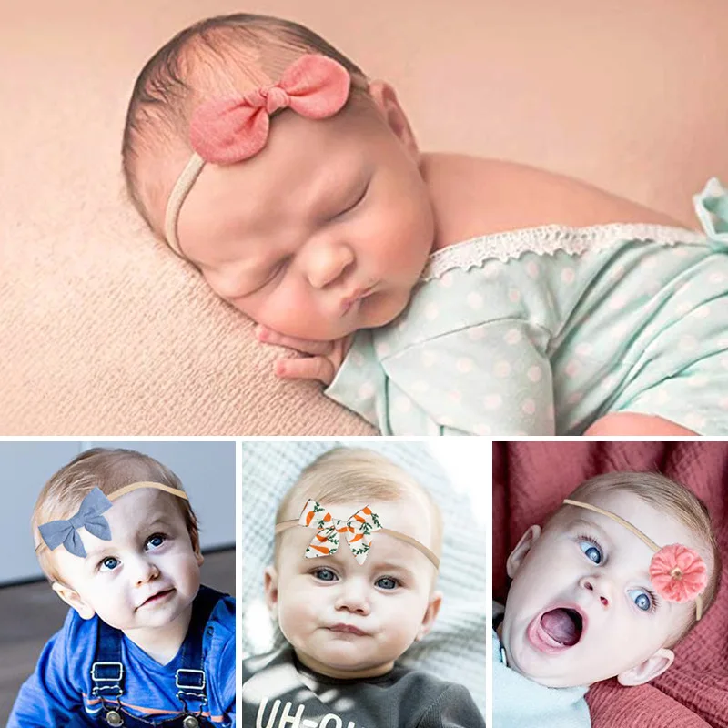 Mery Baby повязка на голову для новорожденных бант эластичный с цветочным принтом