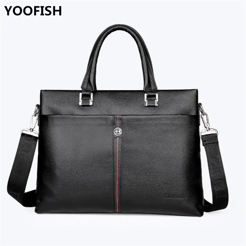 High Quatity Handbag Men Leather Briefcases Lawyer Shoulder Bags Genuine Leather Male Messenger Bags Handbags Men Office Bag