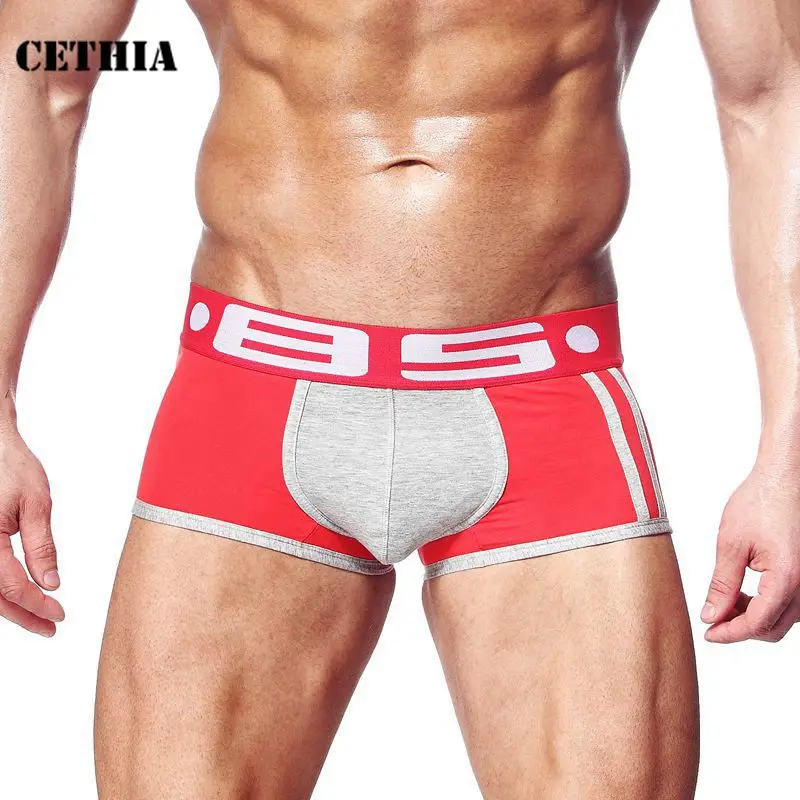 BS брендовые боксеры мужское нижнее белье Cueca пикантные мужские трусы дышащие