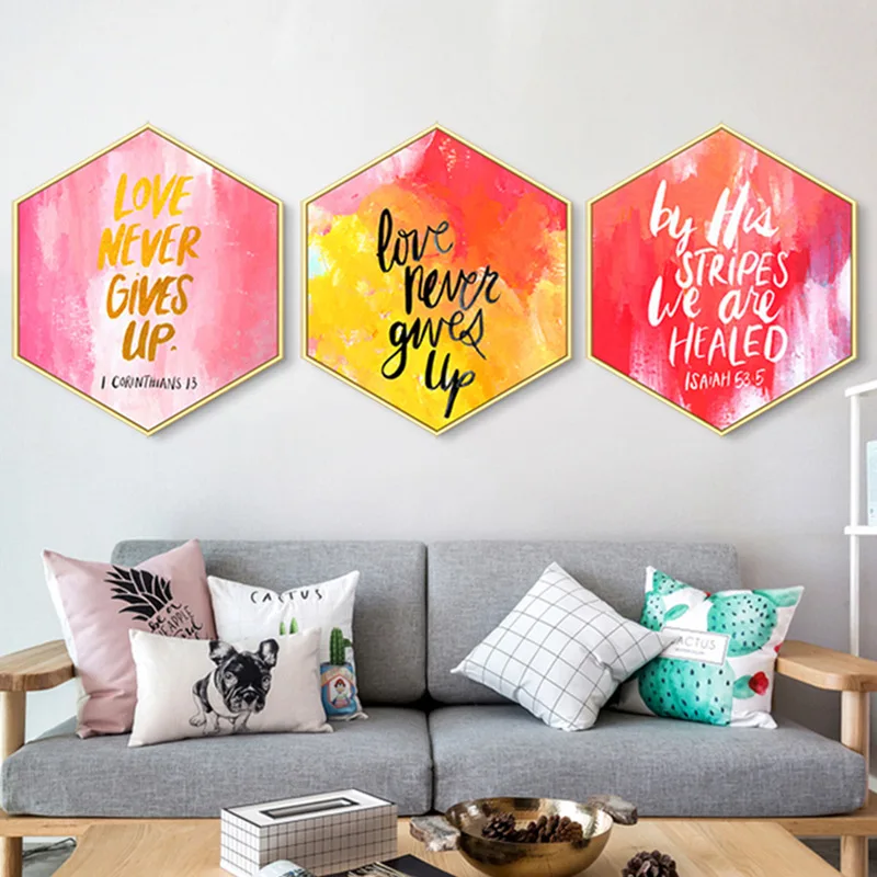 Красочная картина в скандинавском стиле с шестигранной Ins украшение для гостиной