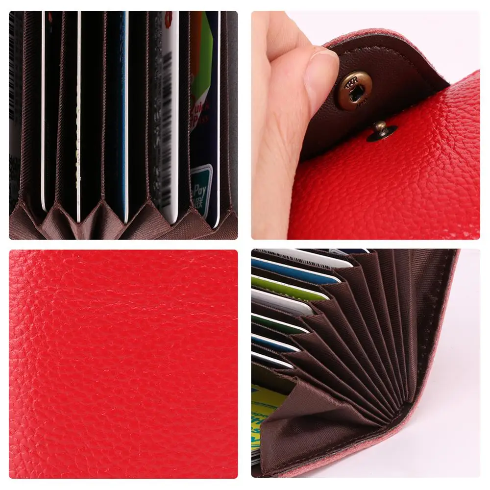 JOYIR Card Holder Wallet RFID Women Genuine Leather 11 Bits Card Case Business Credit Card Holder Card Wallet Clutch Handbag