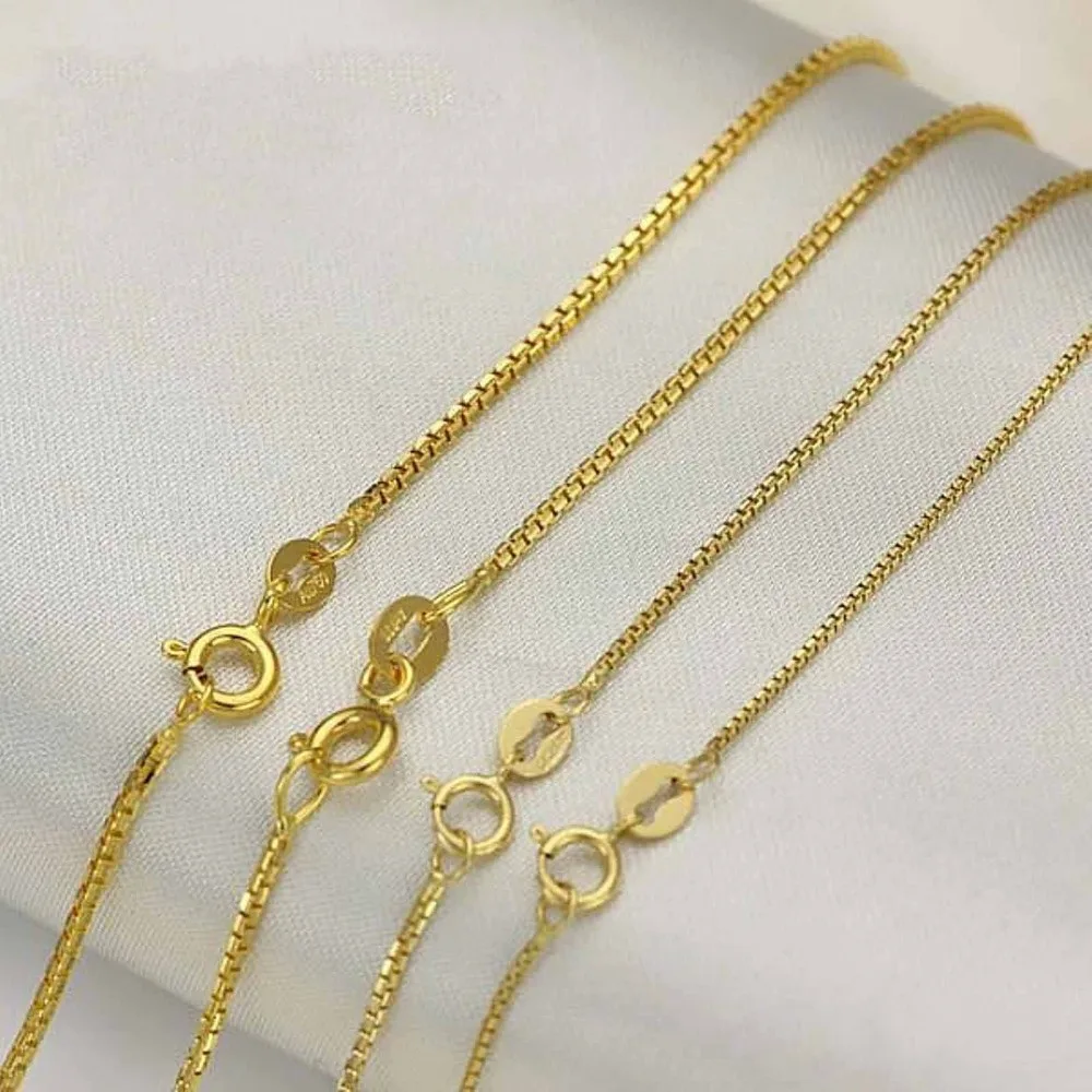 Новая чистая 18 k цепочка из желтого золота 1 5 мм Женская боковая Ссылка Ожерелье 45
