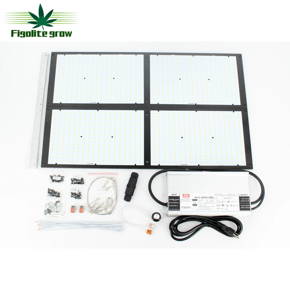 Figolite расти Quantum настольная Светодиодная лампа для выращивания светильник 480w 4xQB288 LM301B с 2 шт. Meanwell HLG-240H-48B